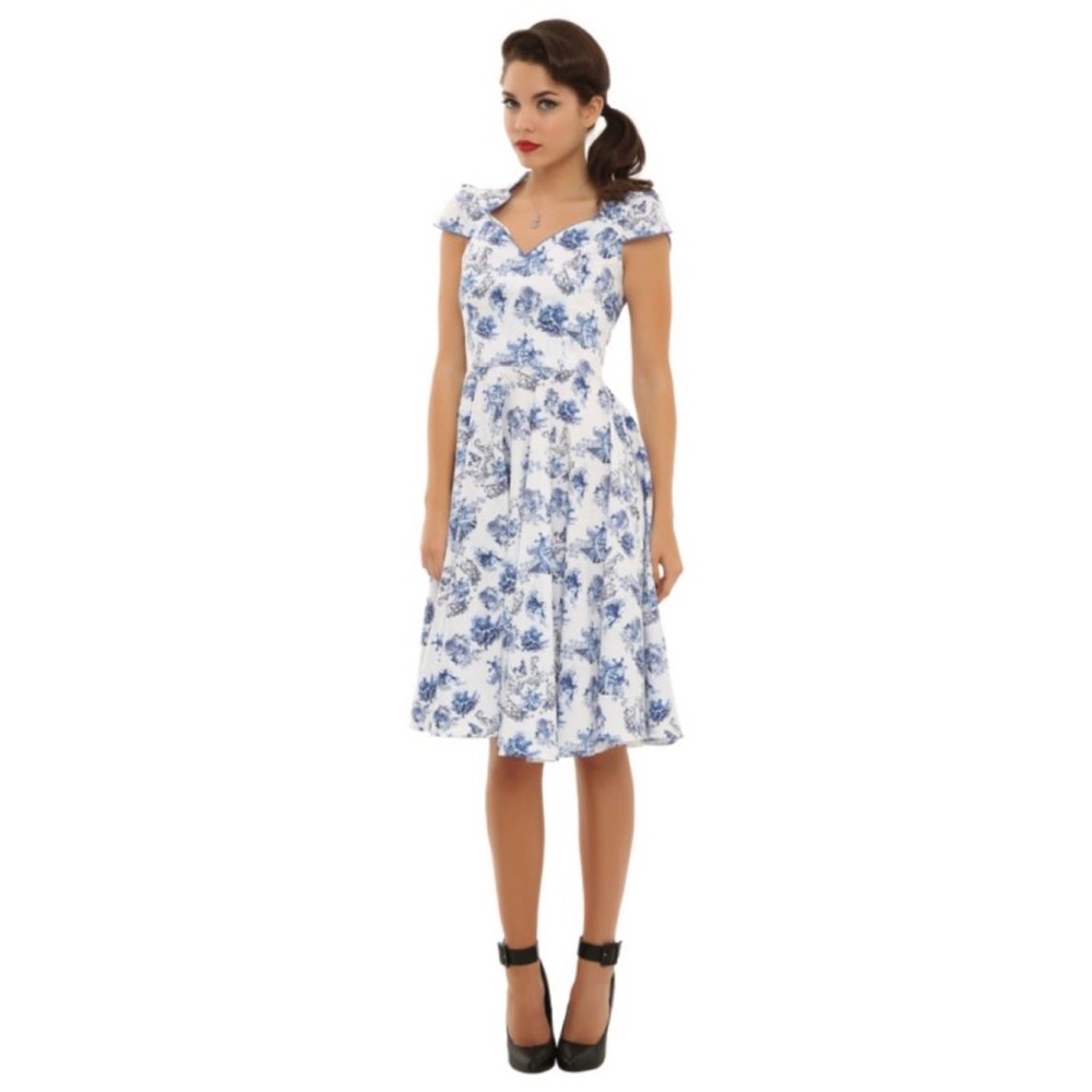 HELL BUNNY · DRESS · WHITE&BLUE
